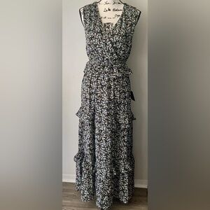 Lulu's Black and White Ruffled Maxi Dress